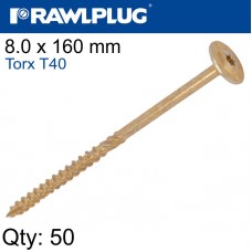 TIMBER CS SCREW 8.0 X 160MM X50-BOX TORX T40